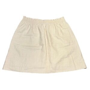 J. Crew Ivory Linen Cotton Elastic Waist Mini Skirt Pockets Lined Women's 10